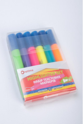 Набір маркерів, 1-4,5 мм, 6 кольорів, текстові, OPTIMA