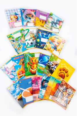 Зошит, 12 аркушів, коса лінія, з додатковою лінією