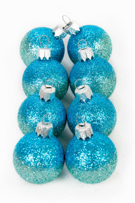 Набір новорічних куль 4 см ( омбре лаванда+серебро)