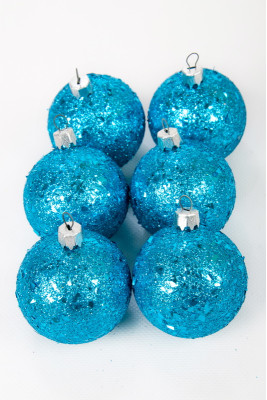 Набір новорічних куль 6 см (луска синя)