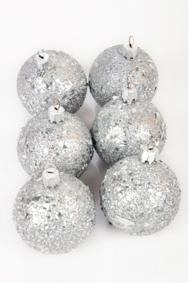 Набір новорічних куль 6 см (луска серебро)