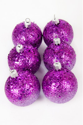 Набір новорічних куль 6 см (луска омбре фіолет+лаванда)