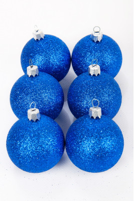 Набір новорічних куль 6 см (блиск синій)