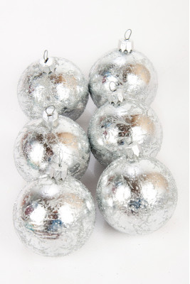 Набір новорічних куль 6 см (ретро блиск серебро)