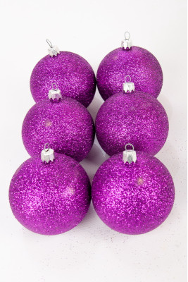 Набір новорічних куль 8 см, фіолетовий колір