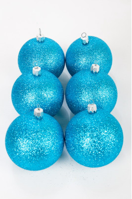 Набір новорічних куль 8 см, блакитний колір