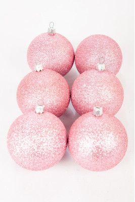 Набір новорічних куль 8 см, рожевий колір