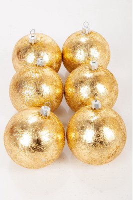 Набір новорічних куль 8 см, "ретро блиск" золото