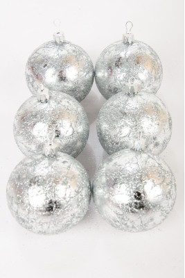 Набір новорічних куль 8 см, "ретро блиск" срібло