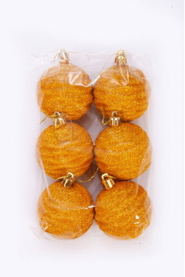 Набір новорічних іграшок 6 см, золотий колір, блиск "Хвиля"