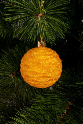 Набір новорічних іграшок 6 см, золотий колір, блиск "Хвиля"