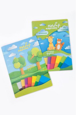 Картон кольоровий, А4, 7 листів, 14 кольорів, односторонній