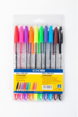 Набір кулькових ручок, 10 кольорів, 0,7 мм, "Standart"