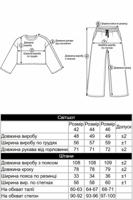 Жіночий теплий костюм із тринитки з начосом — світшот і широкі штани палаццо