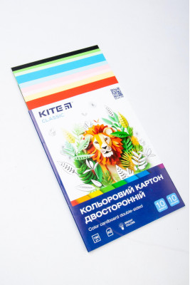 Картон кольоровий, А5, 10 аркушів, 10 кольорів, двосторонній, 190 г/м2