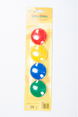Набір магнітів: 4 штуки, діаметр - 4 см, кольорові, на планшеті