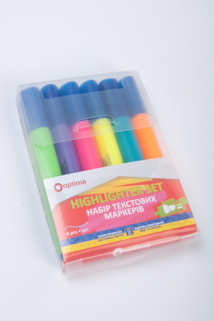 Набір маркерів, 1-4,5 мм, 6 кольорів, текстові, OPTIMA