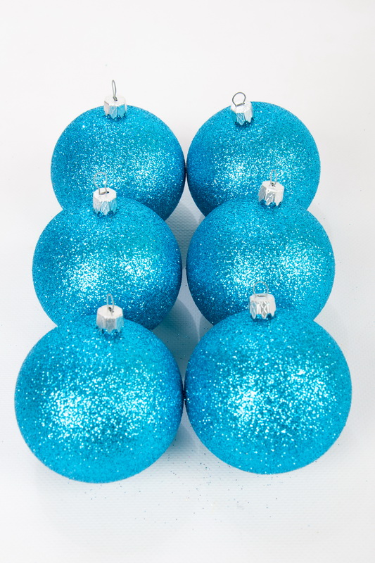 Набір новорічних куль 8 см, блакитний колір