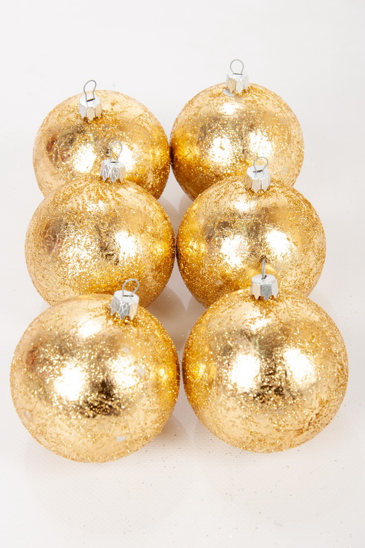 Набір новорічних куль 8 см, "ретро блиск" золото