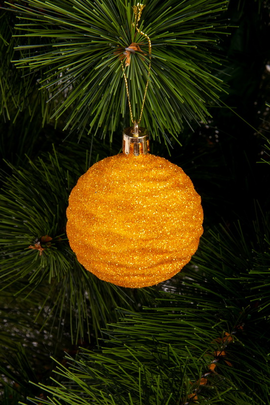 Набір новорічних іграшок 6 см, золотий колір, блиск "Хвиля"